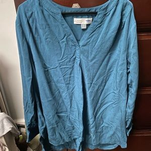 Dark teal maternity blouse